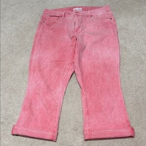 LOFT Curvy Kick Crop Jeans in Vibrant White Washed Pink